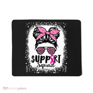 Messy Bun Glasses Pink Support Squad Breast Cancer Awareness Mousepad