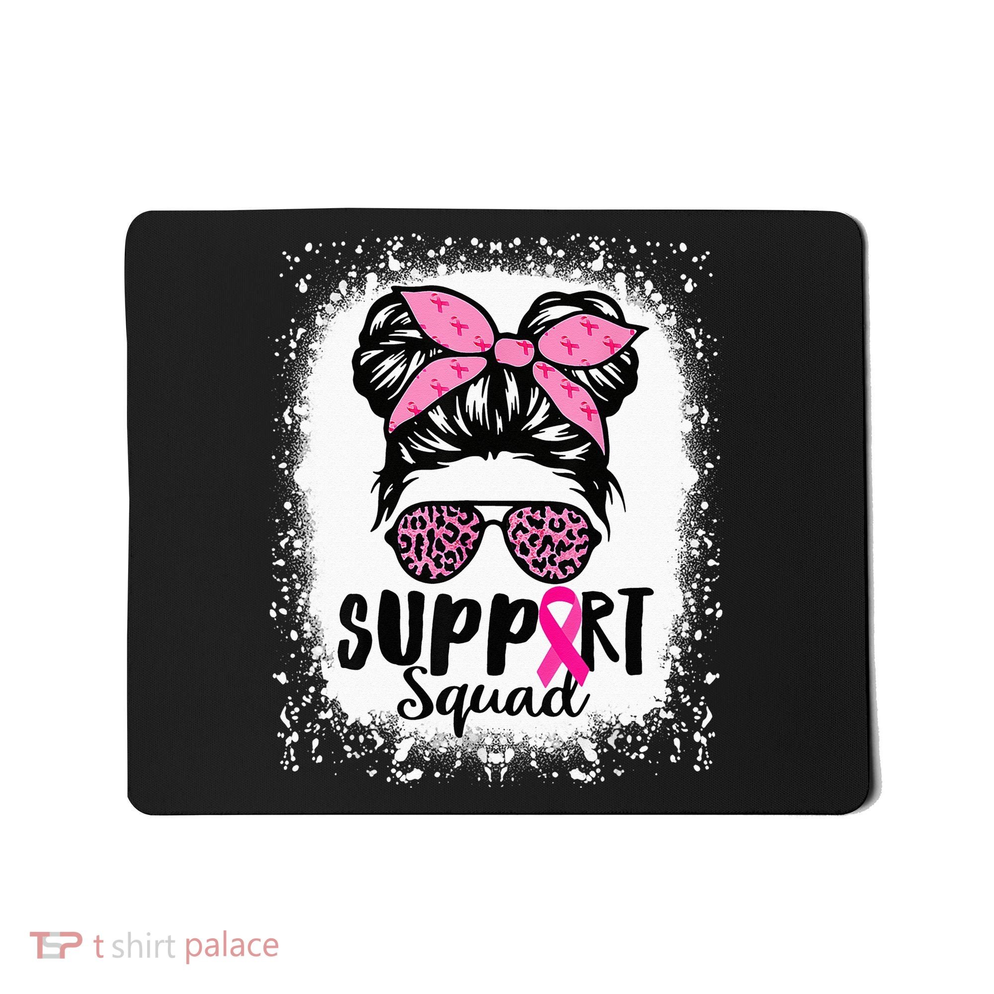 Messy Bun Glasses Pink Support Squad Breast Cancer Awareness Mousepad
