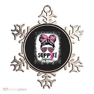 Messy Bun Glasses Pink Support Squad Breast Cancer Awareness Ornament