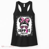 Messy Bun Glasses Pink Support Squad Breast Cancer Awareness Women's Tank Top thumb 0