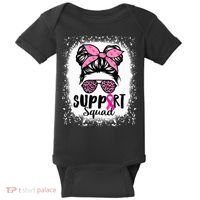 Messy Bun Glasses Pink Support Squad Breast Cancer Awareness Baby Bodysuit thumb 0