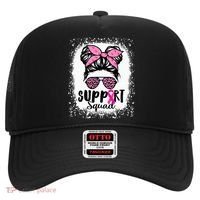 Messy Bun Glasses Pink Support Squad Breast Cancer Awareness Hat thumb 0