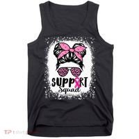 Messy Bun Glasses Pink Support Squad Breast Cancer Awareness Tank Top thumb 0