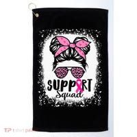 Messy Bun Glasses Pink Support Squad Breast Cancer Awareness Golf Towel thumb 0
