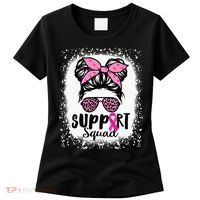 Messy Bun Glasses Pink Support Squad Breast Cancer Awareness Women's T-Shirt thumb 0