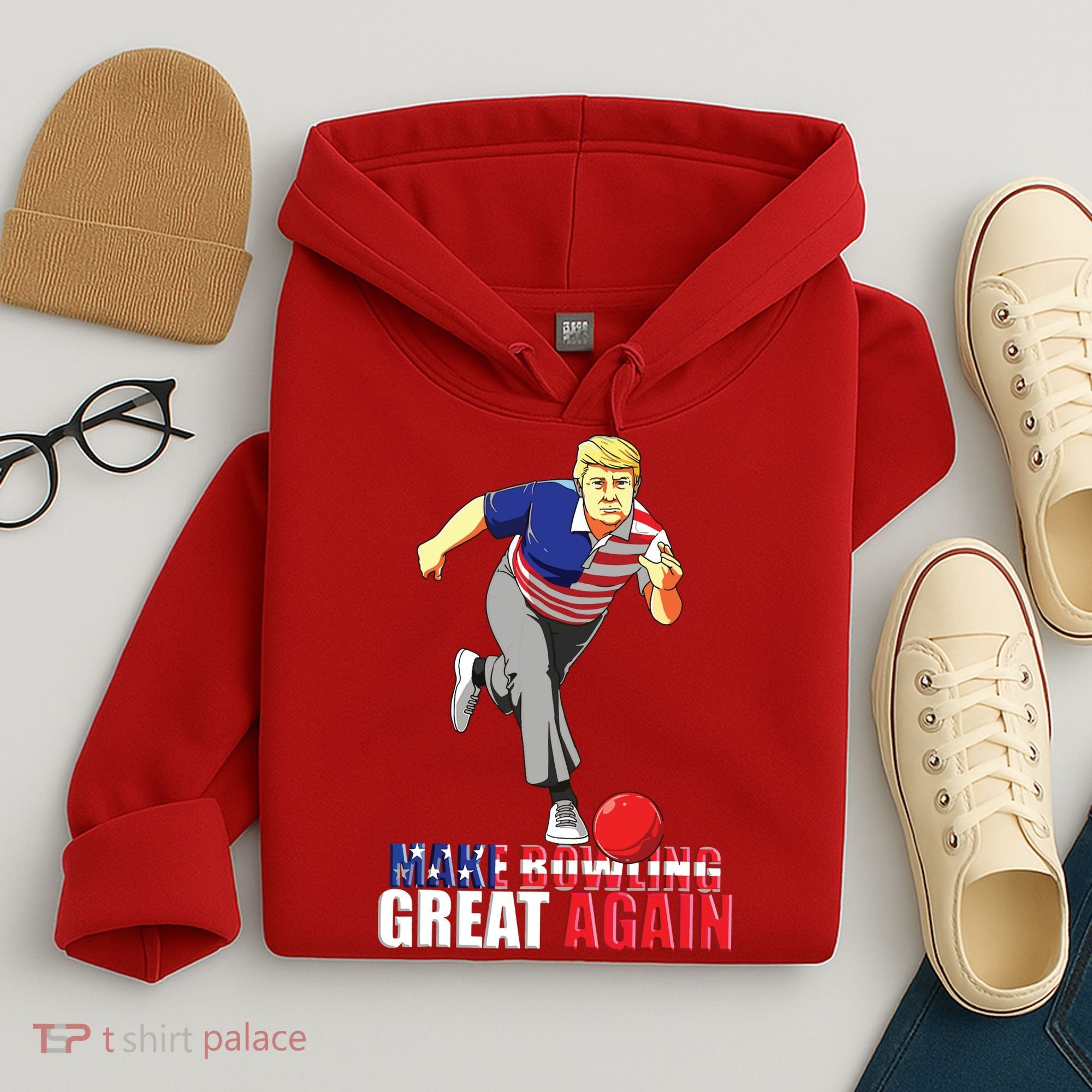 Make Bowling Great Again Funny Trump Bowling Gift Hoodie