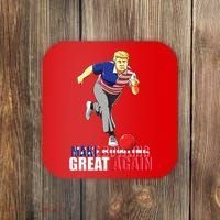Make Bowling Great Again Funny Trump Bowling Gift Coaster thumb 0