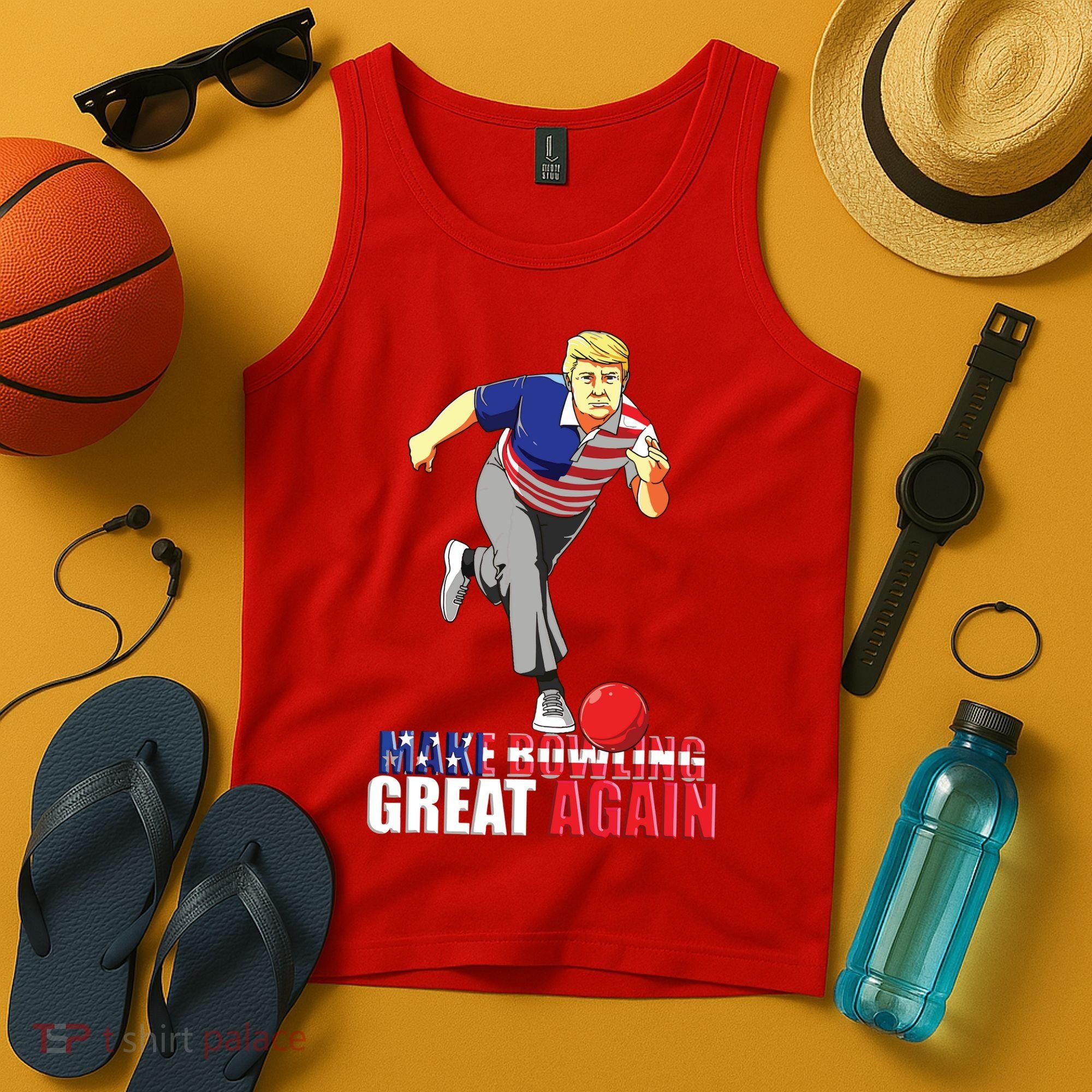 Make Bowling Great Again Funny Trump Bowling Gift Tank Top