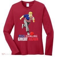 Make Bowling Great Again Funny Trump Bowling Gift Women's Long Sleeve Shirt thumb 0