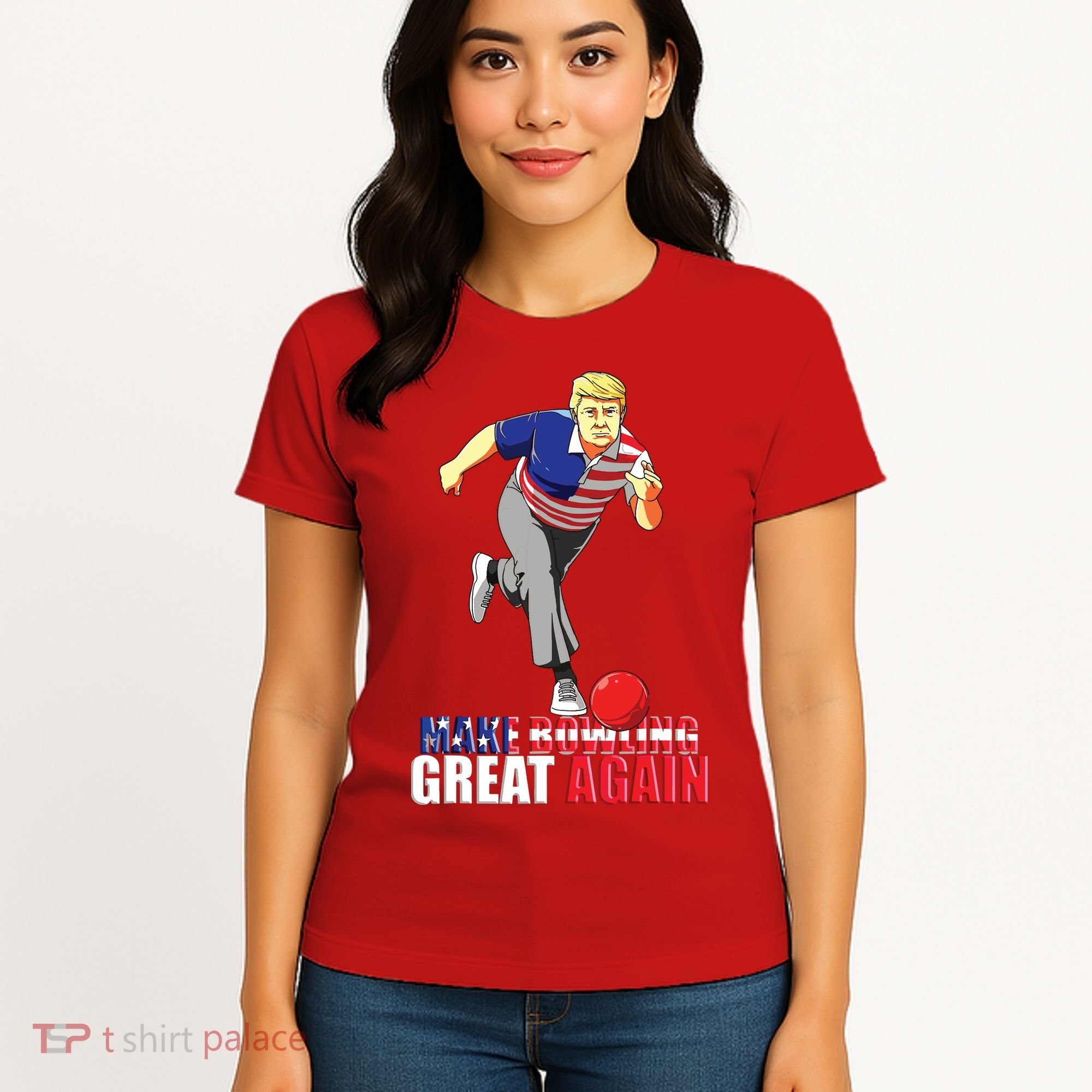 Make Bowling Great Again Funny Trump Bowling Gift Women's T-Shirt