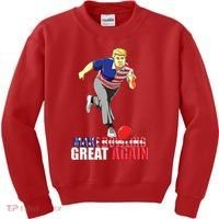 Make Bowling Great Again Funny Trump Bowling Gift Kids Sweatshirt thumb 0