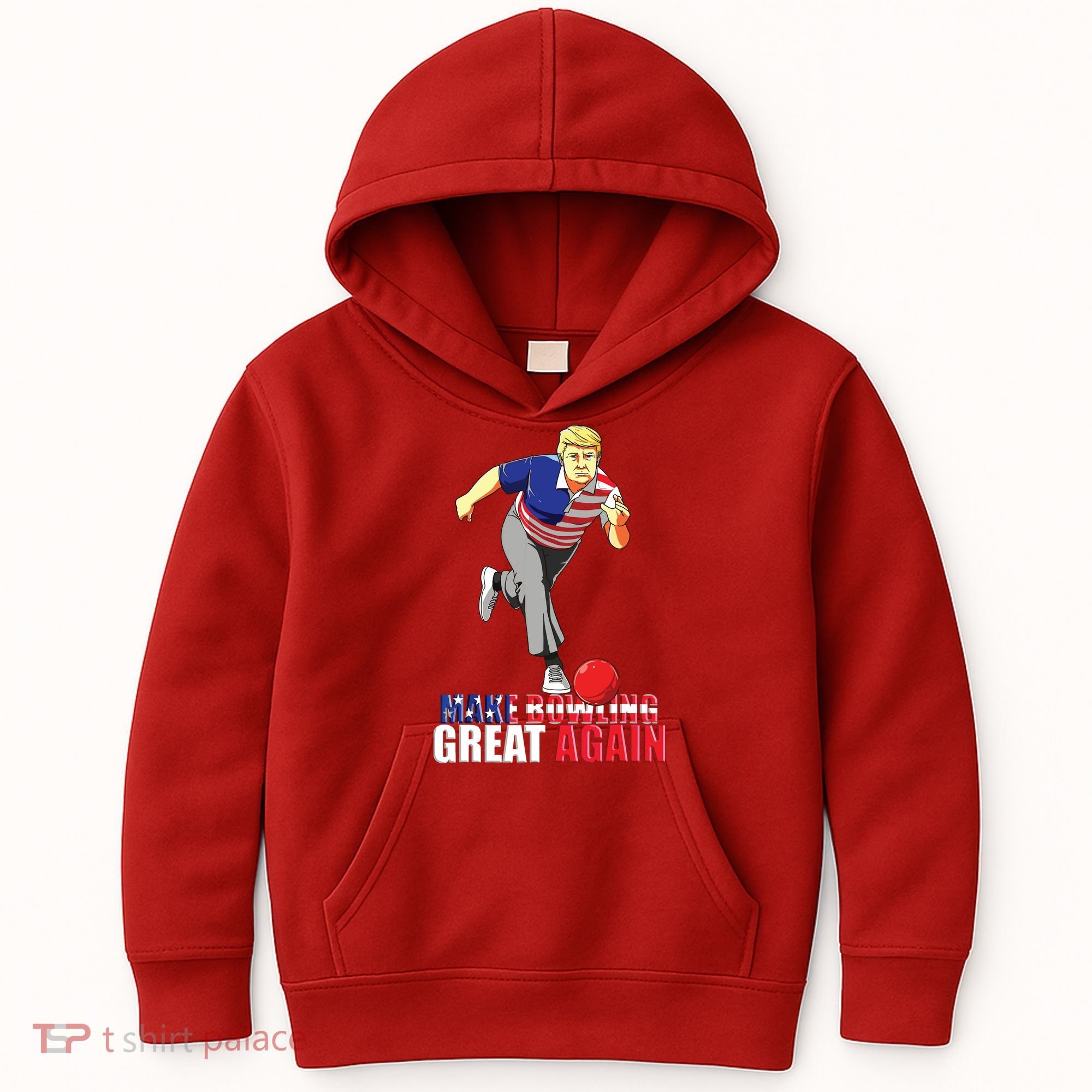Make Bowling Great Again Funny Trump Bowling Gift Kids Hoodie