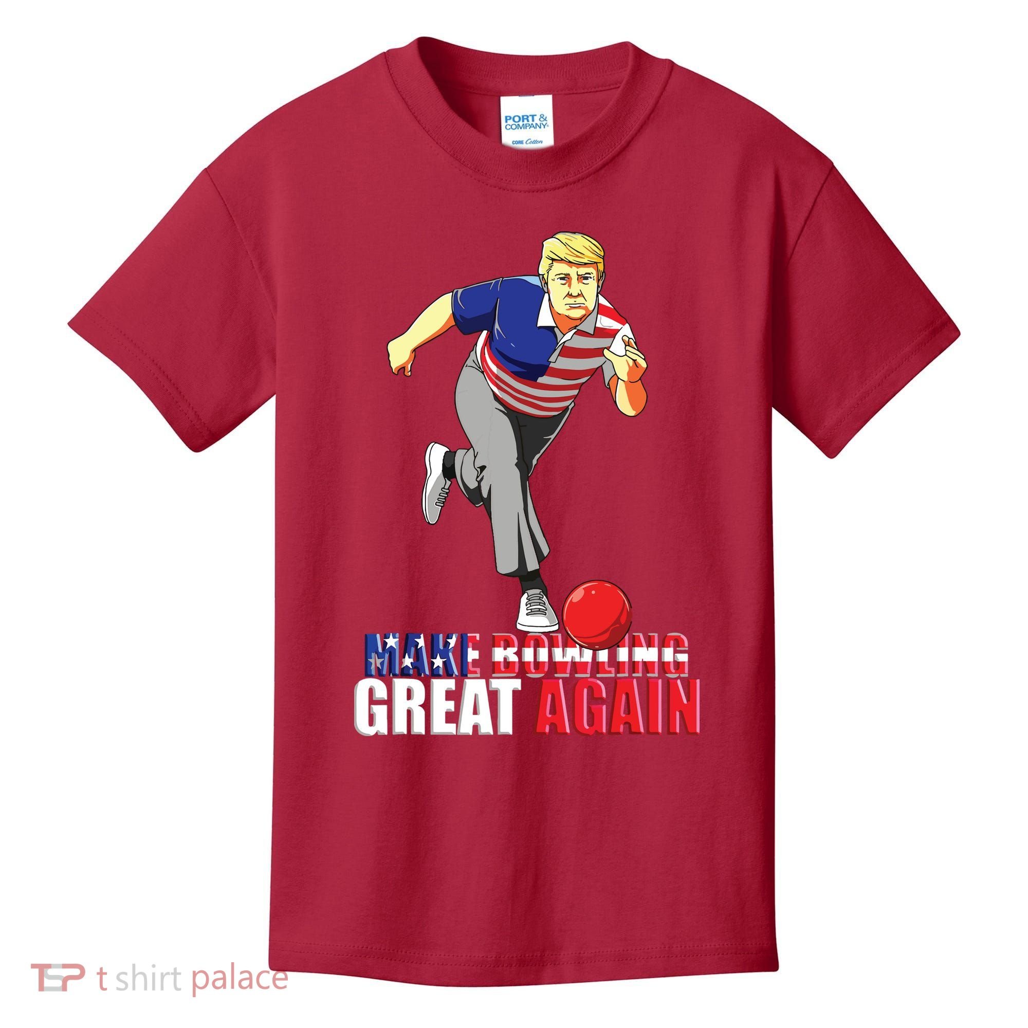 Make Bowling Great Again Funny Trump Bowling Gift Kids T-Shirt