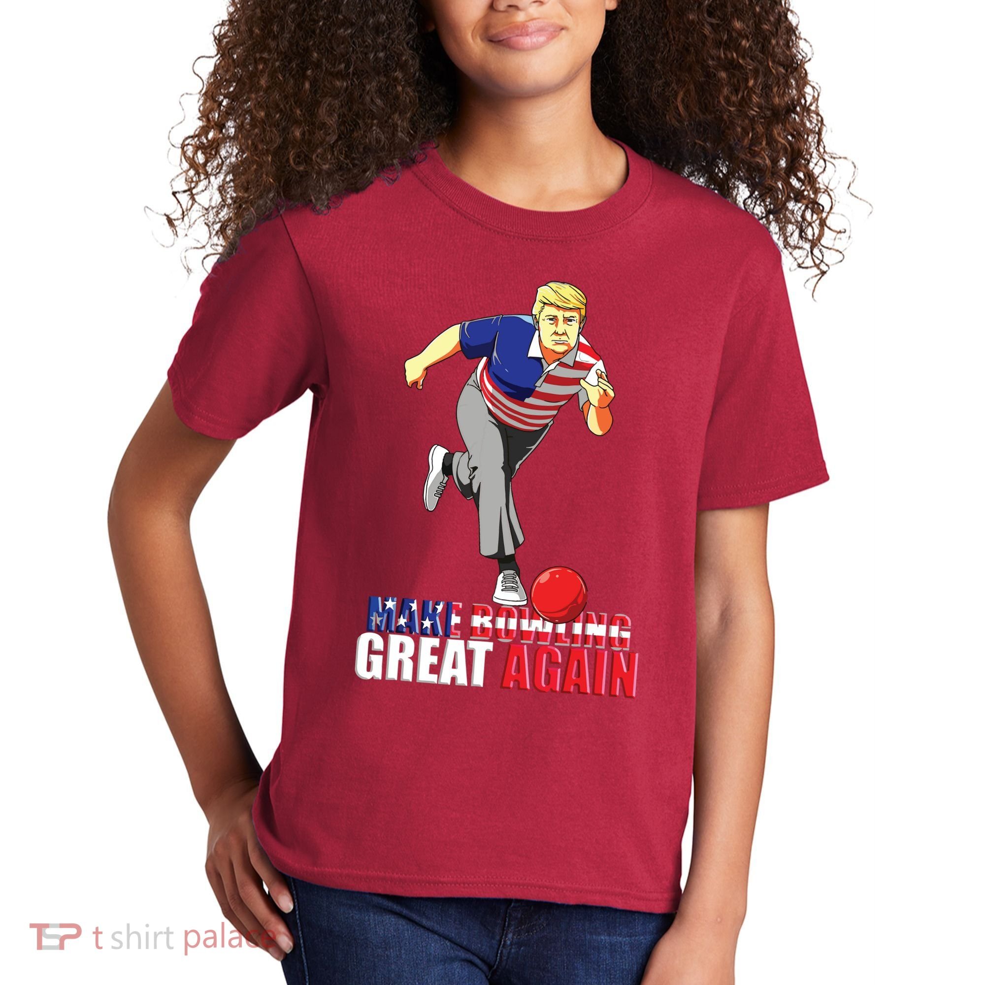 Make Bowling Great Again Funny Trump Bowling Gift Kids T-Shirt