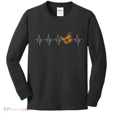 Monarch Butterflies Heartbeat Cute Milkweed Butterfly Lover Kids Long Sleeve Shirt