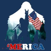 Merica Bigfoot Holding American Flag Usa 4th Of July Bigfoot T-Shirt thumb 7
