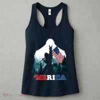Merica Bigfoot Holding American Flag Usa 4th Of July Bigfoot Women's Tank Top thumb 3