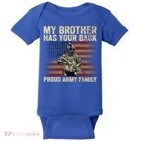 My Brother Has Your Back Proud Army Family Veteran Brother Gift Baby Bodysuit thumb 0