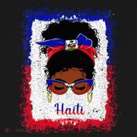 Messy Bun Haitian Haiti Flag Woman Girl T-Shirt thumb 7