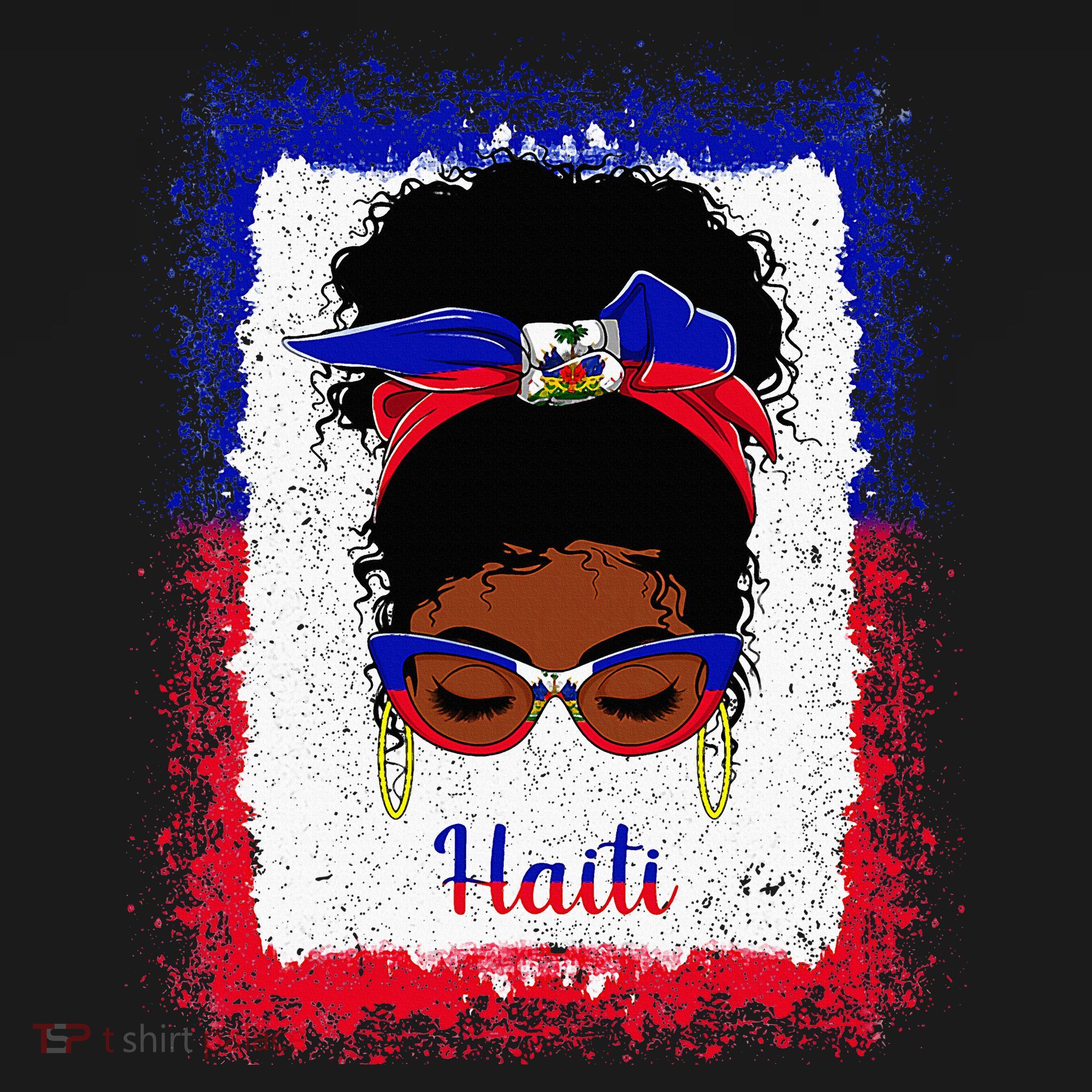 Messy Bun Haitian Haiti Flag Woman Girl Women's Hoodie