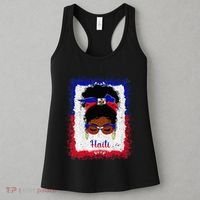 Messy Bun Haitian Haiti Flag Woman Girl Women's Tank Top thumb 3
