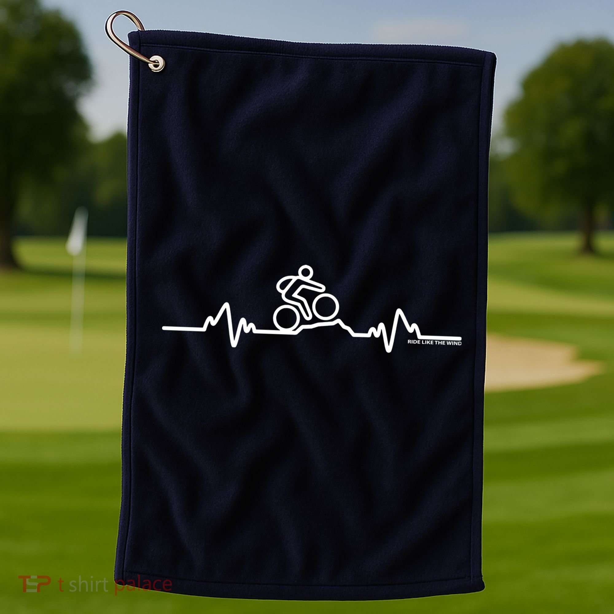 Mountain Bike Heartbeat Pulse Cycling Golf Towel