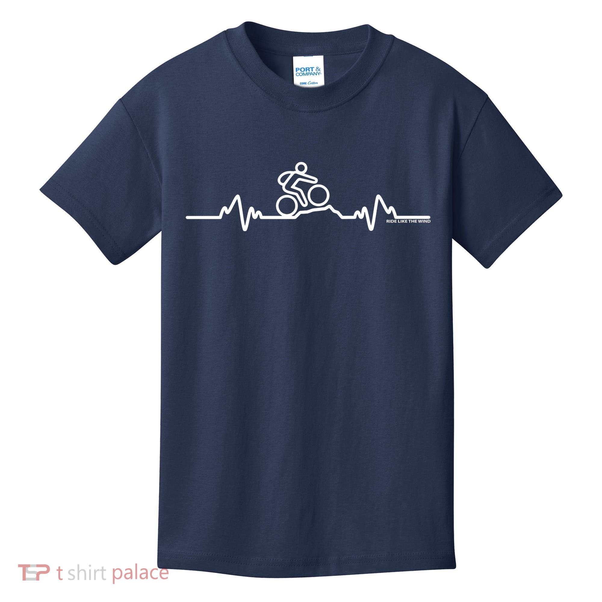 Mountain Bike Heartbeat Pulse Cycling Kids T-Shirt