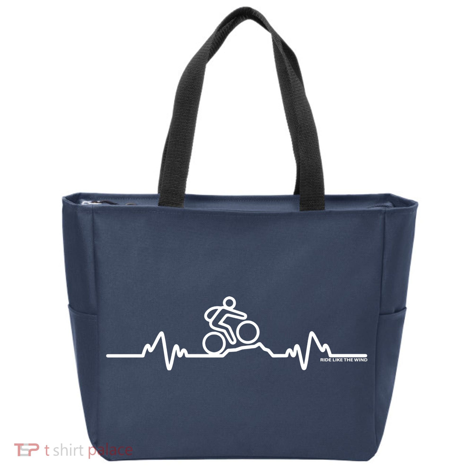 Mountain Bike Heartbeat Pulse Cycling Tote Bag