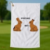 My Butt Hurts Chocolate Easter Bunny Funny Golf Towel thumb 1