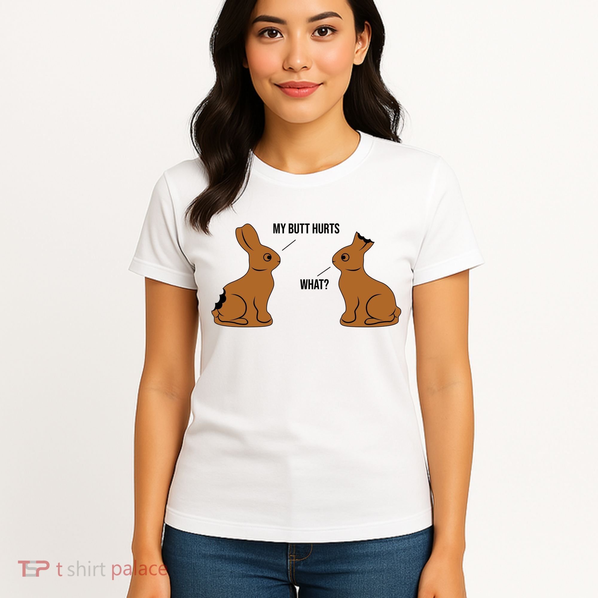 My Butt Hurts Chocolate Easter Bunny Funny Women's T-Shirt