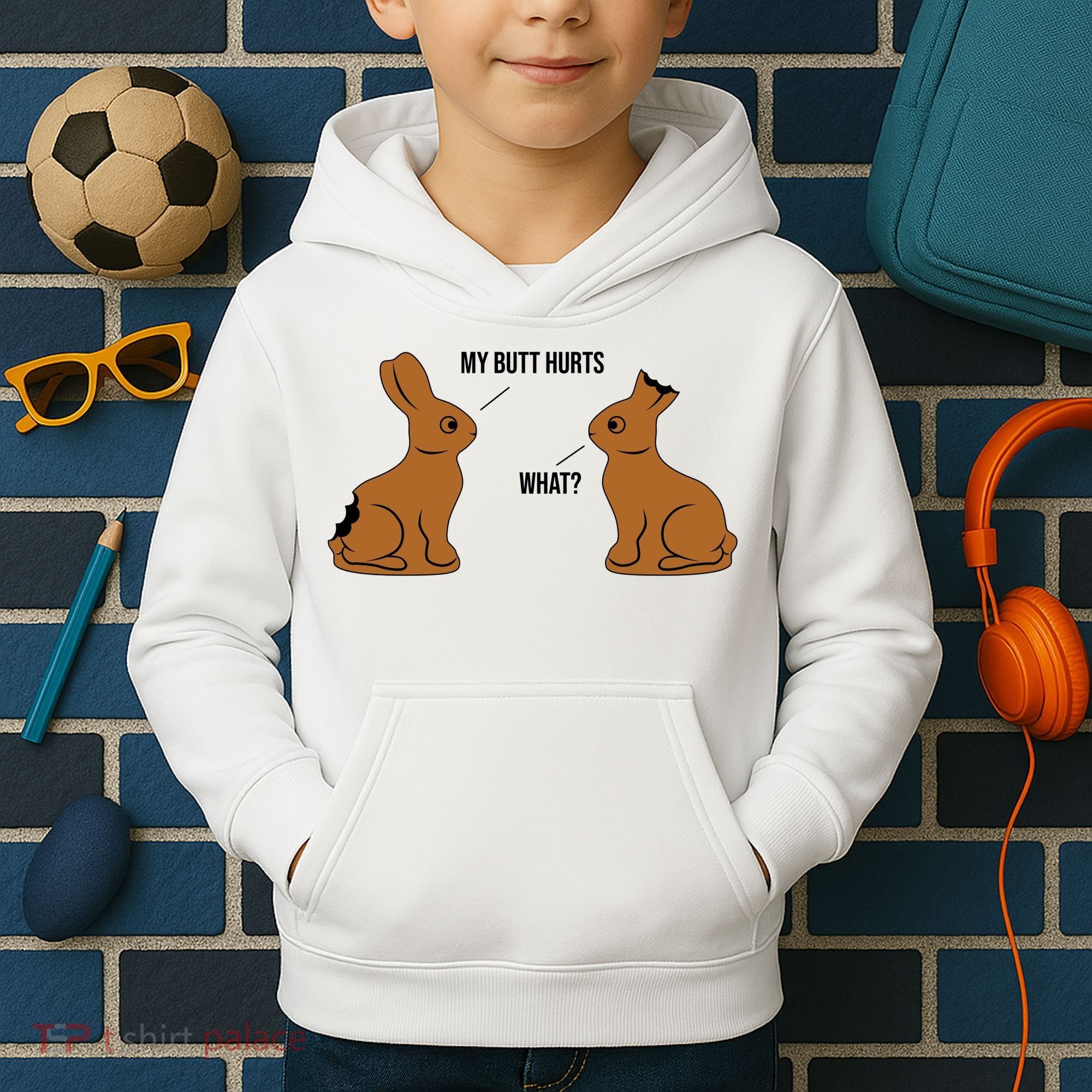 My Butt Hurts Chocolate Easter Bunny Funny Kids Hoodie