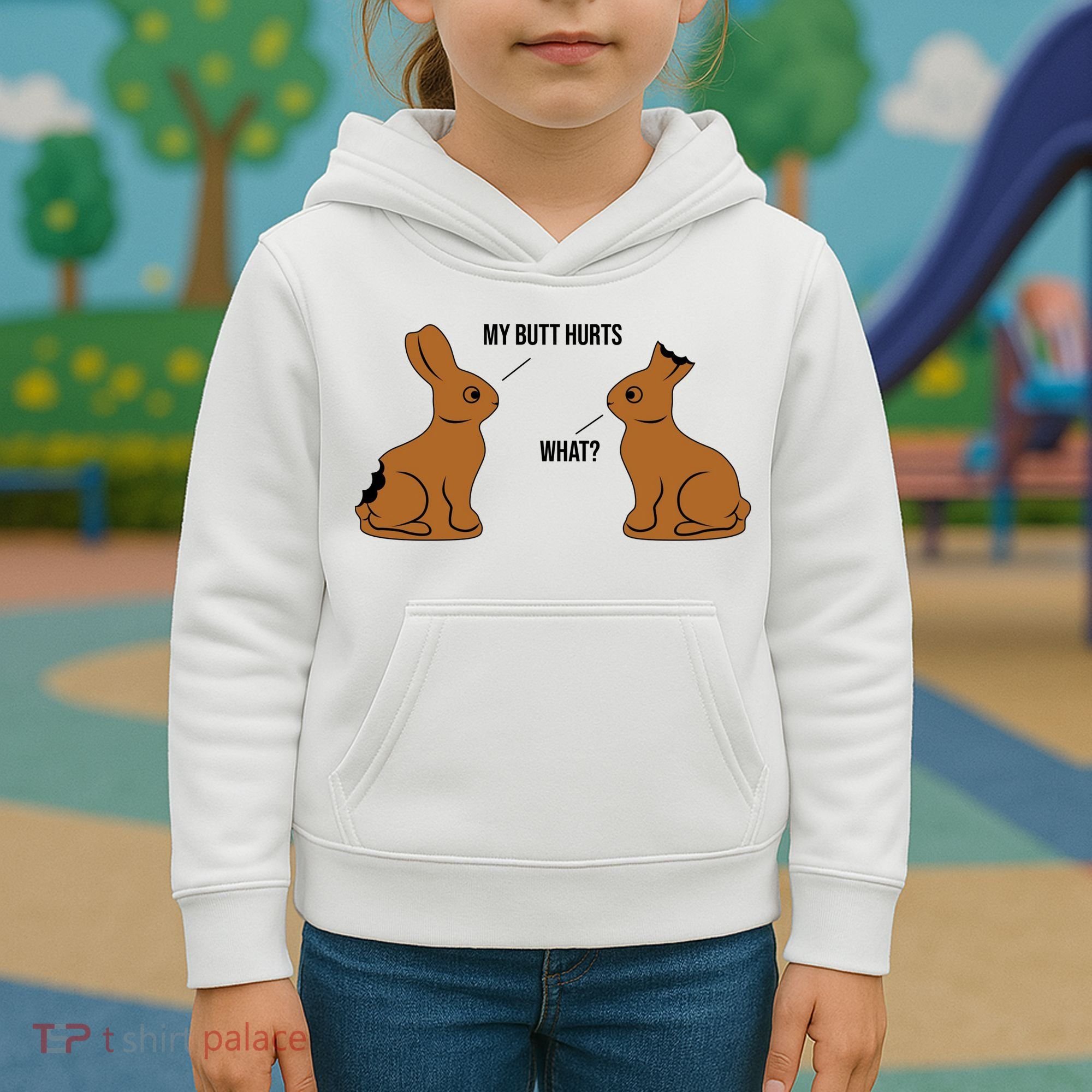 My Butt Hurts Chocolate Easter Bunny Funny Kids Hoodie