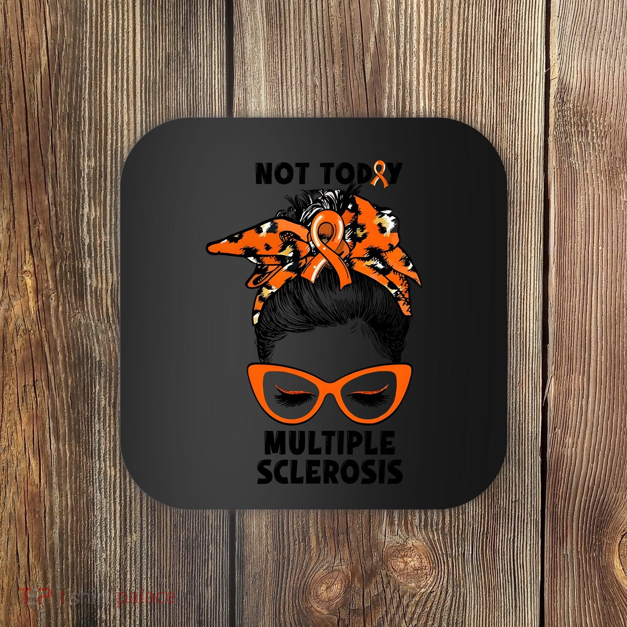 Messy Bun Hair Multiple Sclerosis Awareness Coaster