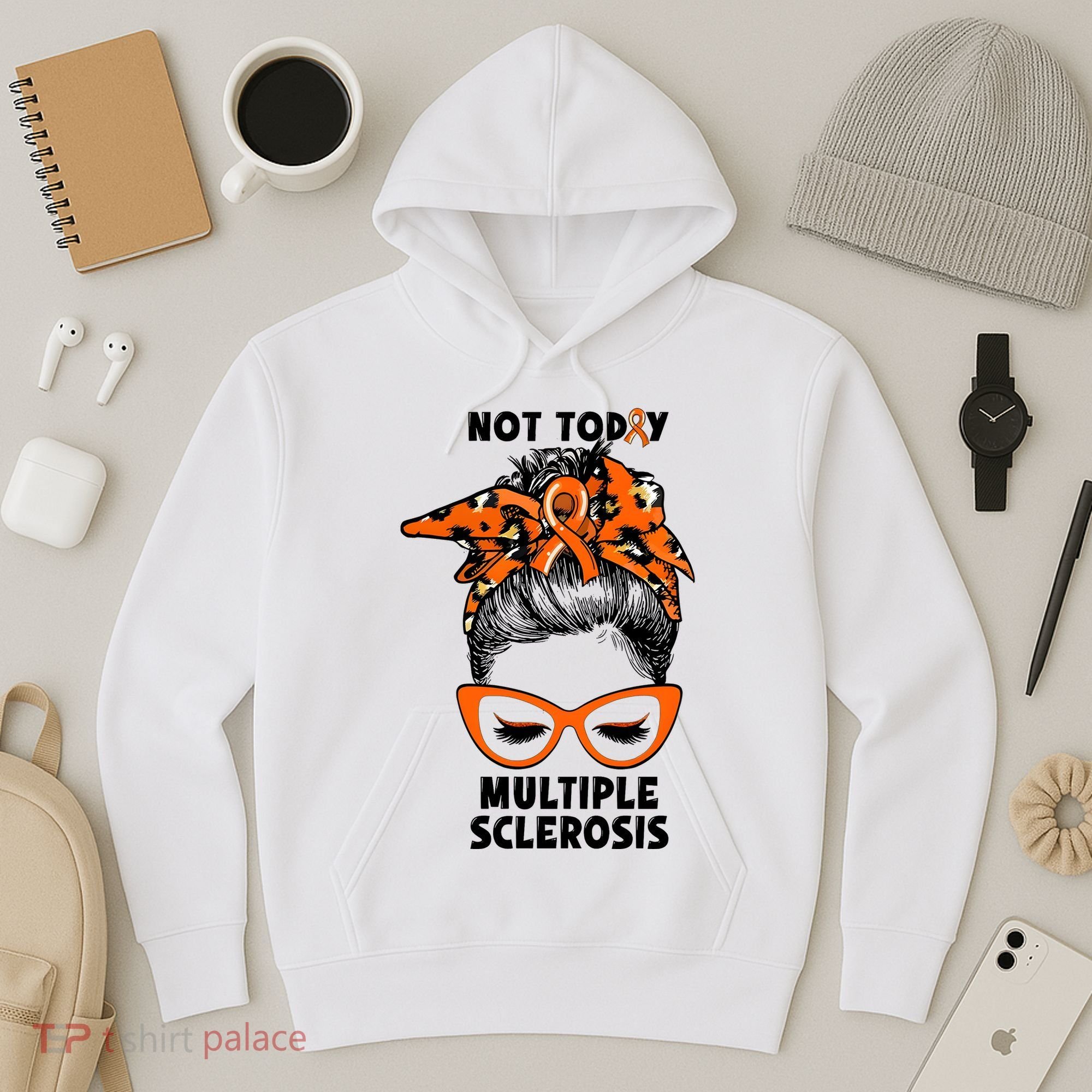 Messy Bun Hair Multiple Sclerosis Awareness Hoodie