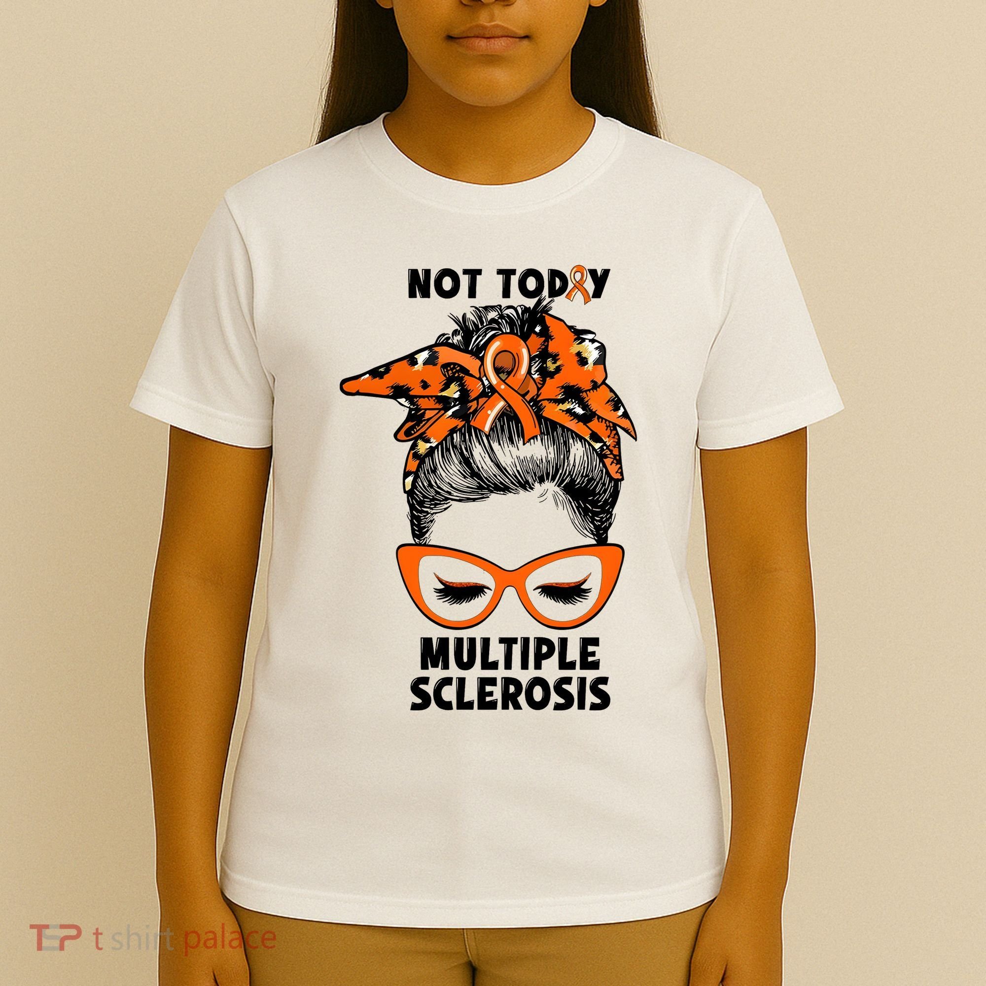 Messy Bun Hair Multiple Sclerosis Awareness T-Shirt