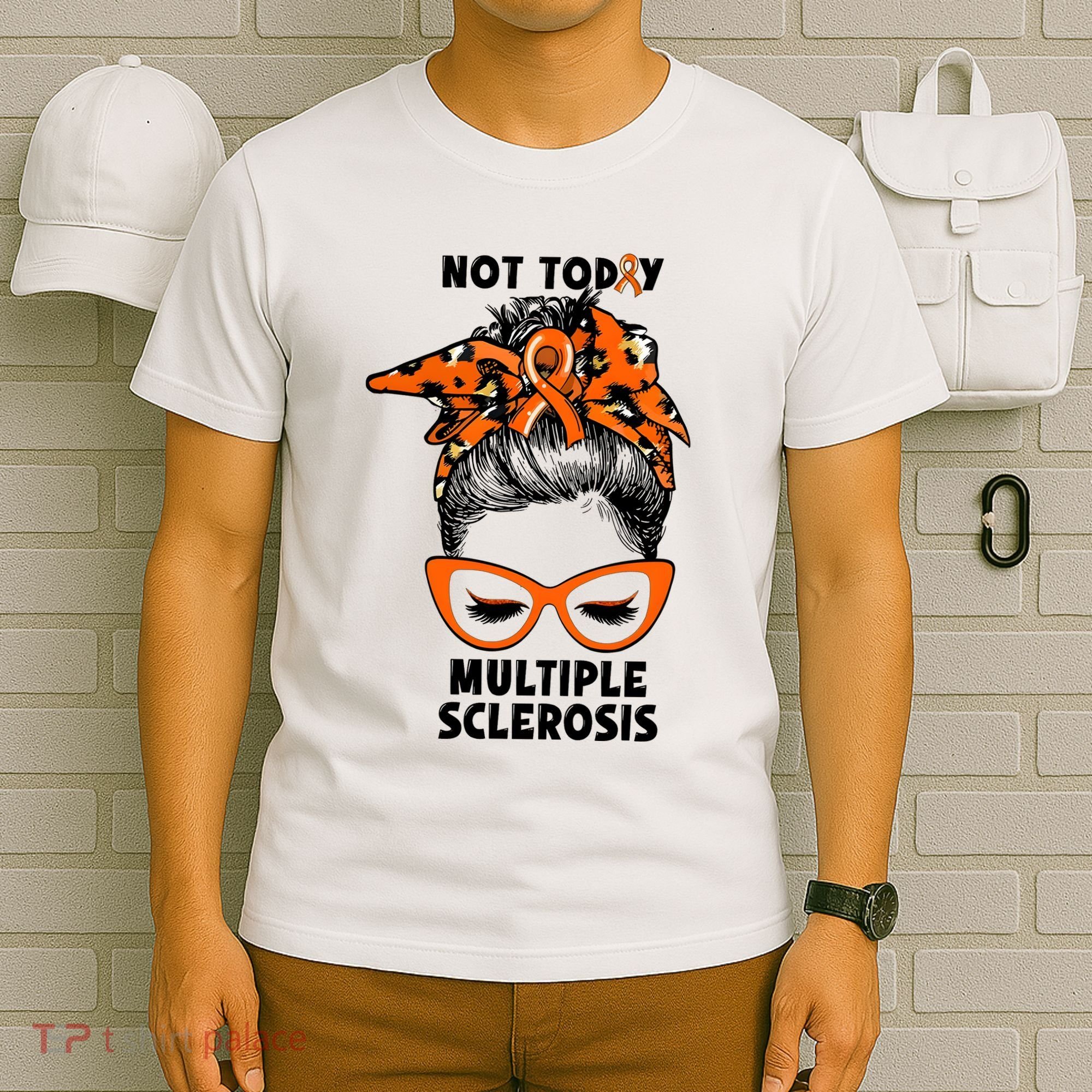 Messy Bun Hair Multiple Sclerosis Awareness T-Shirt