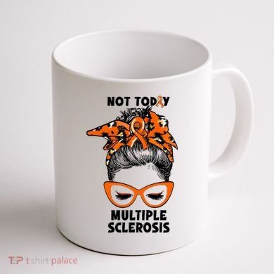 Messy Bun Hair Multiple Sclerosis Awareness Coffee Mug back