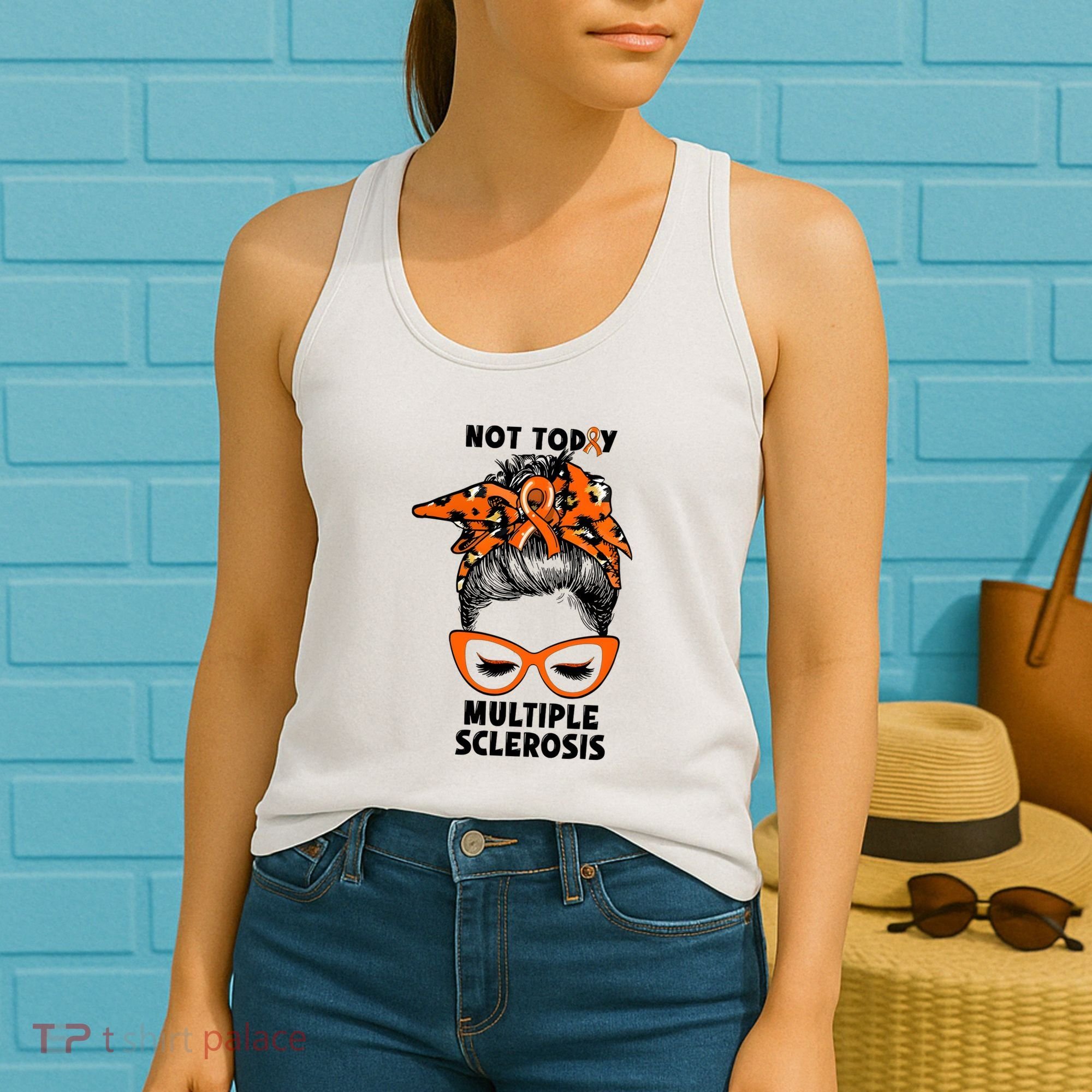 Messy Bun Hair Multiple Sclerosis Awareness Women's Tank Top