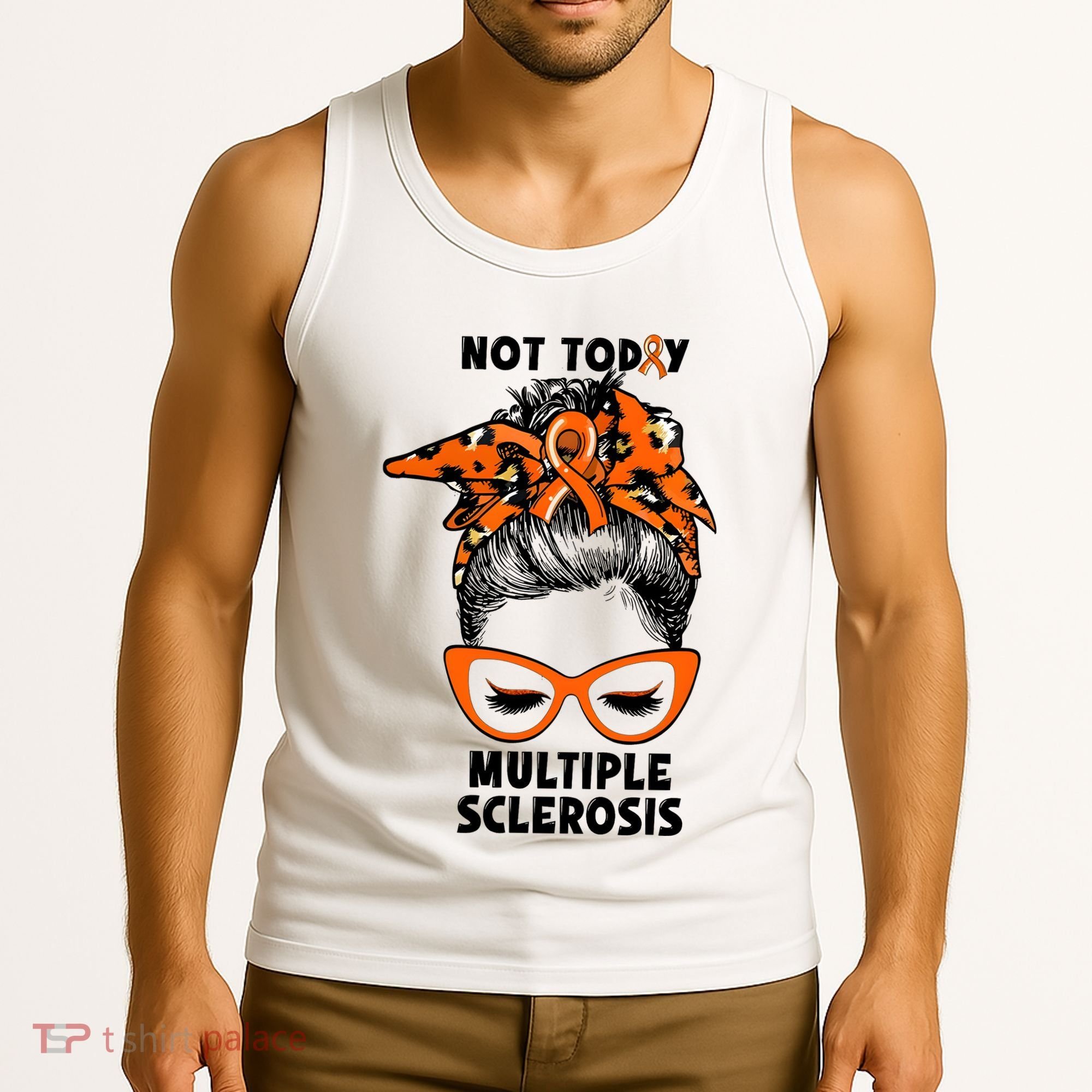 Messy Bun Hair Multiple Sclerosis Awareness Tank Top