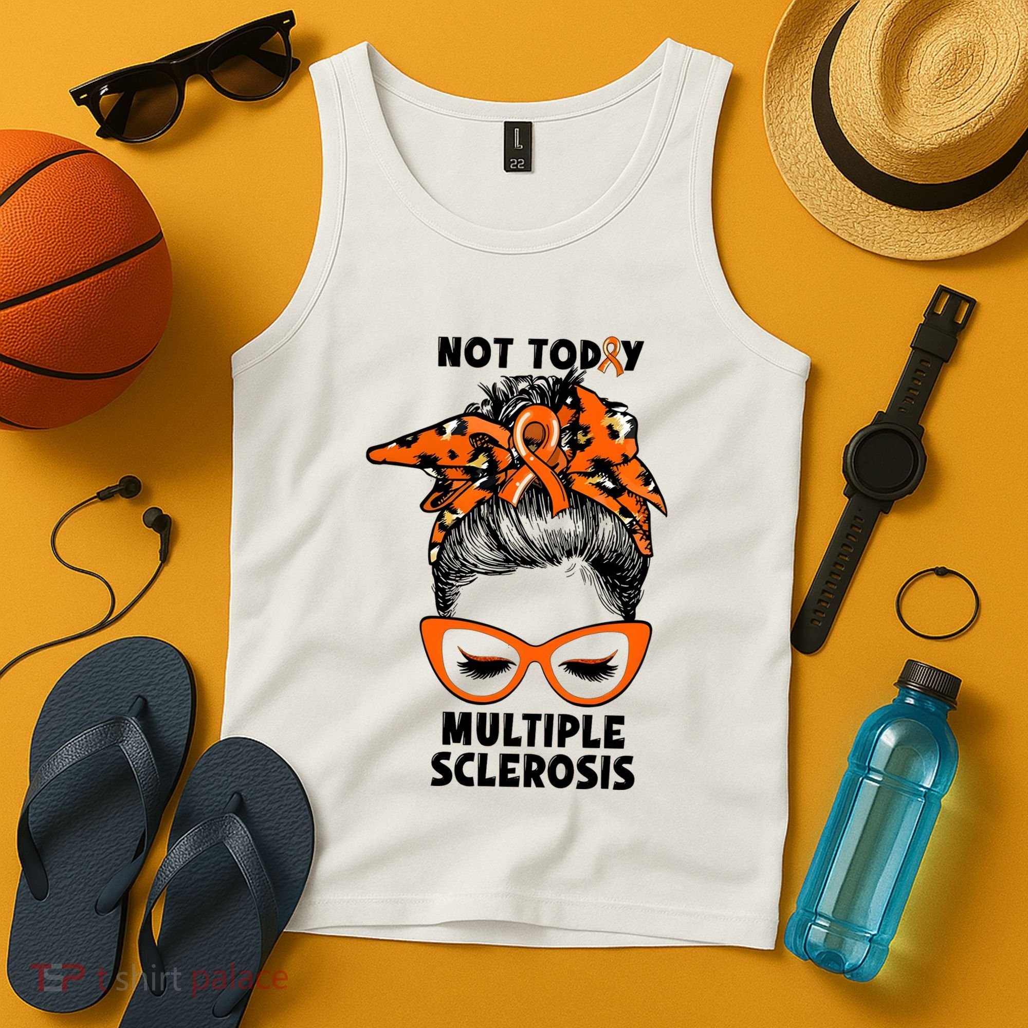 Messy Bun Hair Multiple Sclerosis Awareness Tank Top