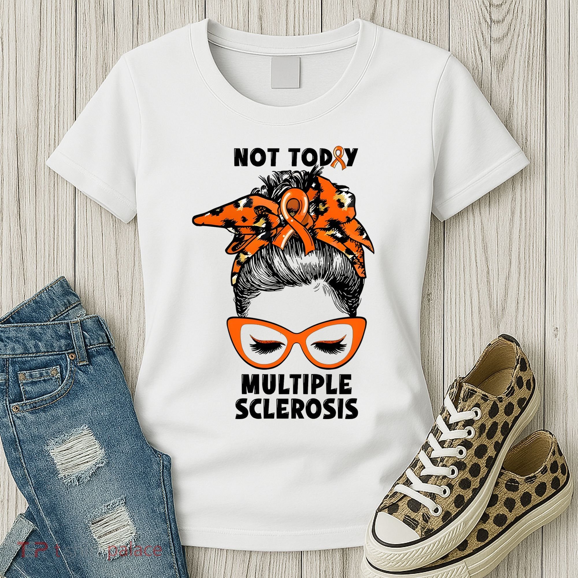 Messy Bun Hair Multiple Sclerosis Awareness Women's T-Shirt