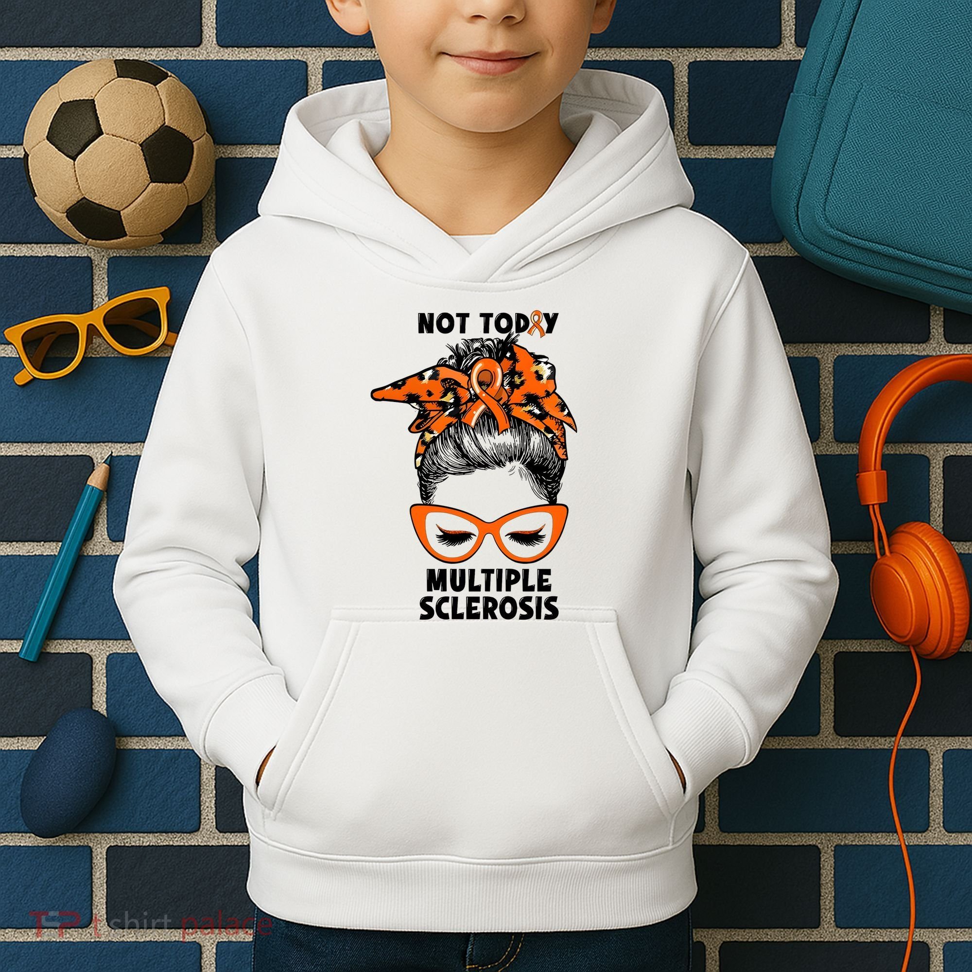 Messy Bun Hair Multiple Sclerosis Awareness Kids Hoodie