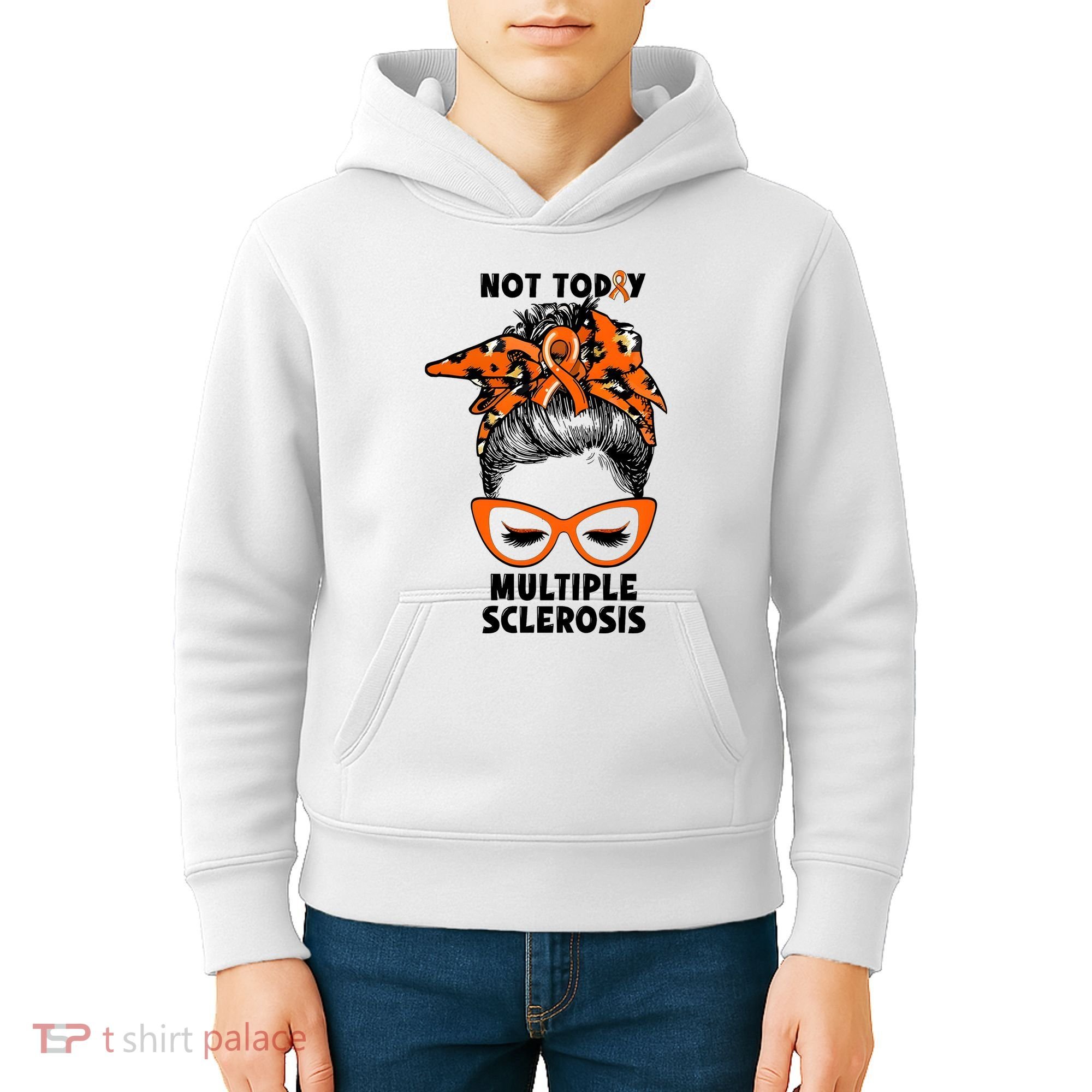 Messy Bun Hair Multiple Sclerosis Awareness Kids Hoodie