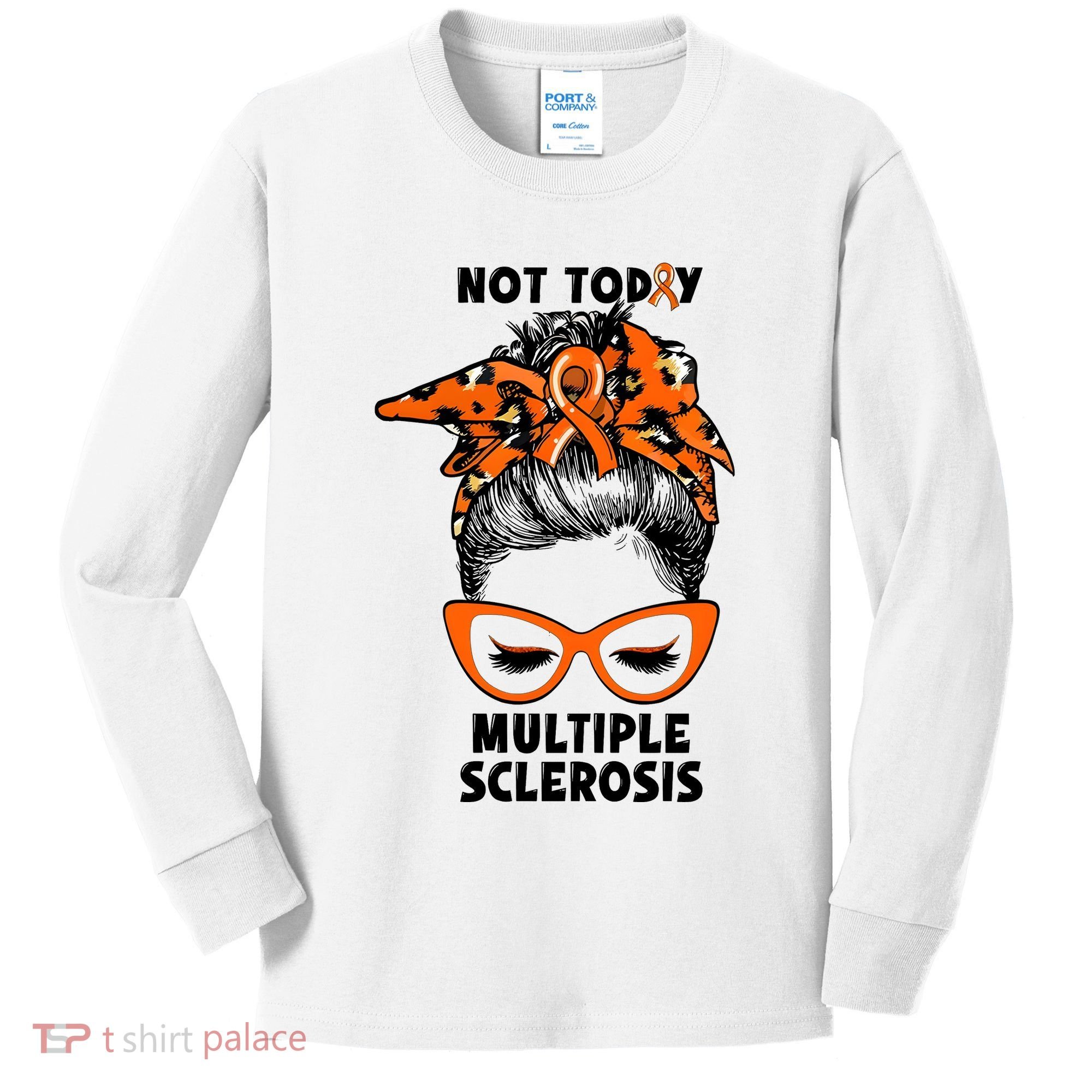 Messy Bun Hair Multiple Sclerosis Awareness Kids Long Sleeve Shirt