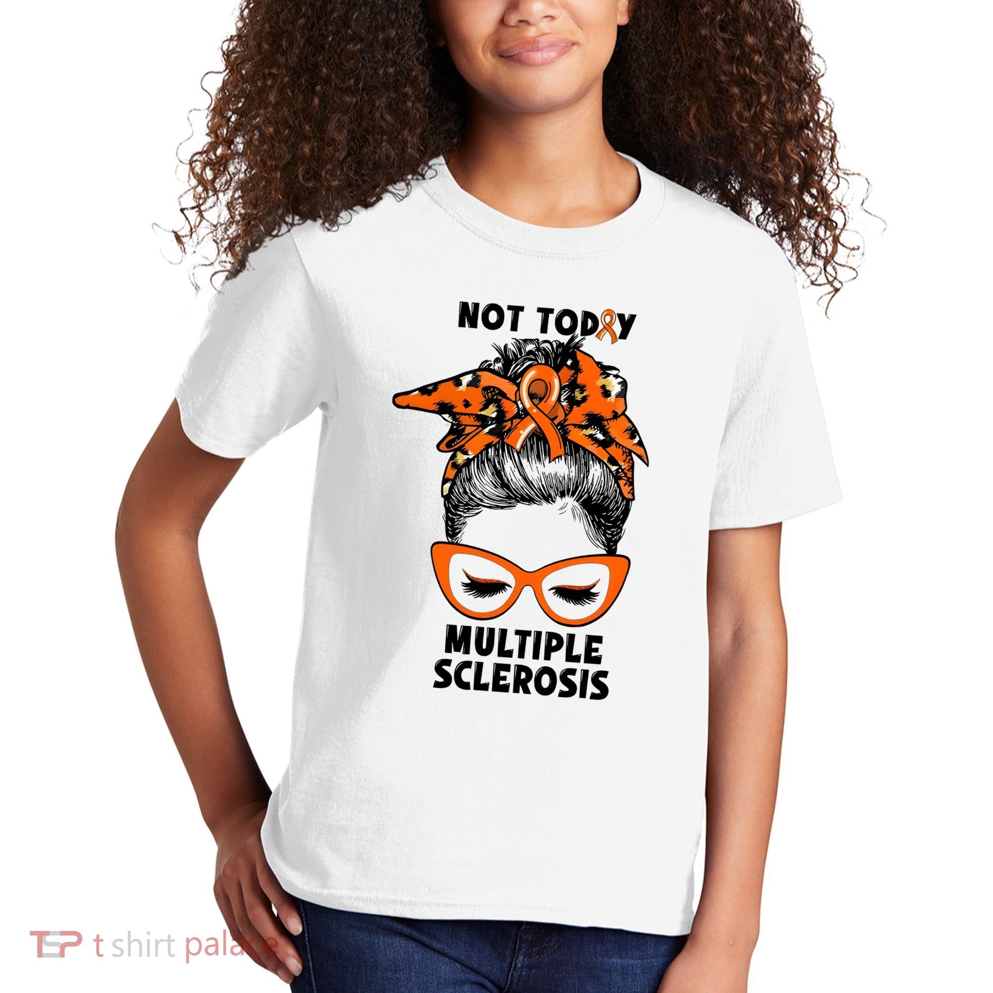 Messy Bun Hair Multiple Sclerosis Awareness Kids T-Shirt