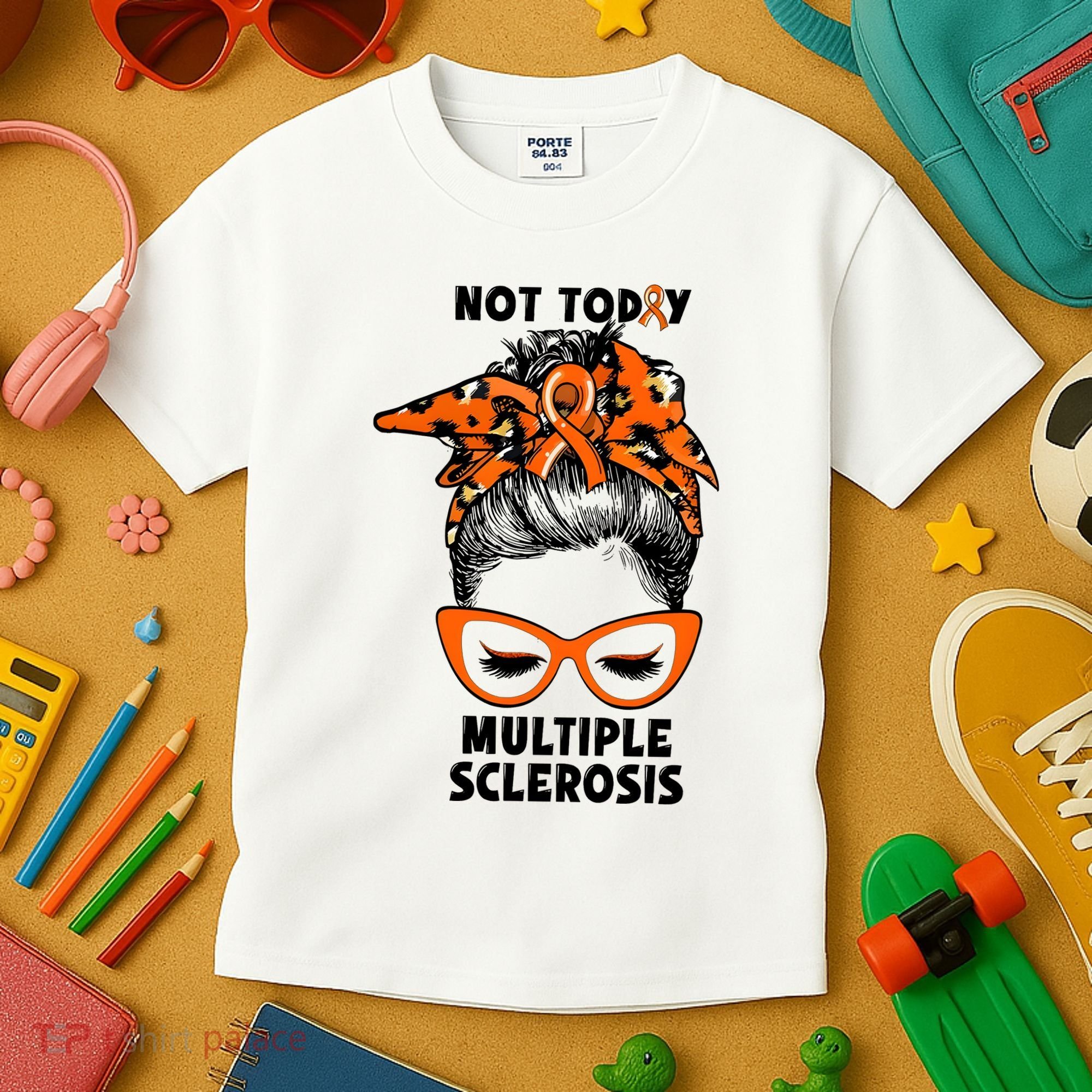 Messy Bun Hair Multiple Sclerosis Awareness Kids T-Shirt