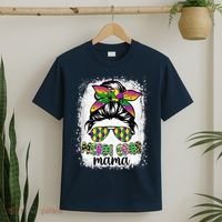 Messy Bun Hair Glasses New Orleans Carnival Mardi Gras Mama T-Shirt thumb 2