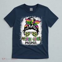Messy Bun Hair Glasses New Orleans Carnival Mardi Gras Mama T-Shirt thumb 5