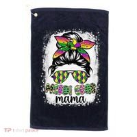 Messy Bun Hair Glasses New Orleans Carnival Mardi Gras Mama Golf Towel thumb 0