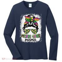 Messy Bun Hair Glasses New Orleans Carnival Mardi Gras Mama Women's Long Sleeve Shirt thumb 0
